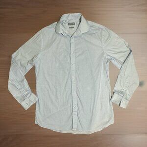 Michael Kors Shirt Men’s Large 16 32/33 Button Down White W/Blue Diamond Print